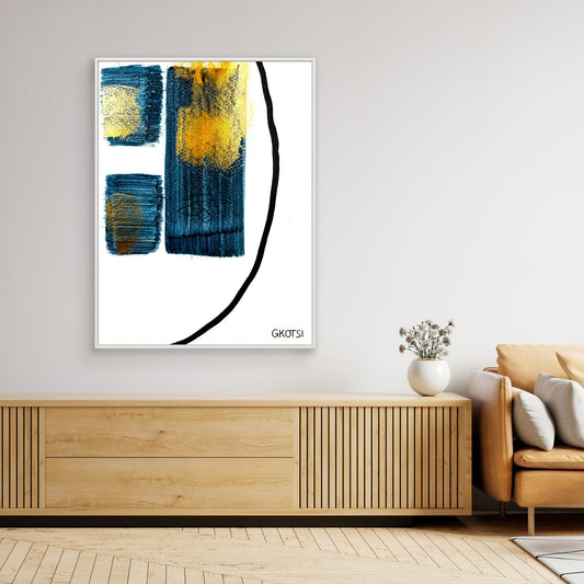 PHARAO canvas above sideboard - modern Egyptian entryway art