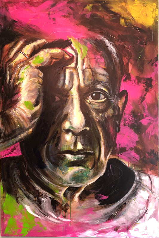 Pablo Picasso Portrait Original Painting close up detail 