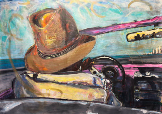 Paseo vedado Travel Original Painting close up detail