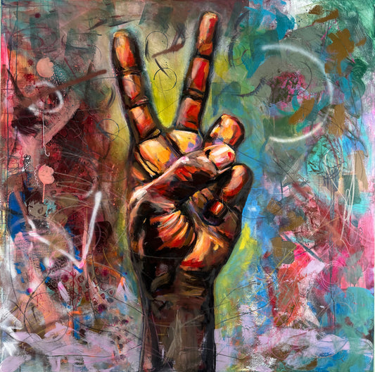 Peace Symbolic Abstract Original Painting close up detail