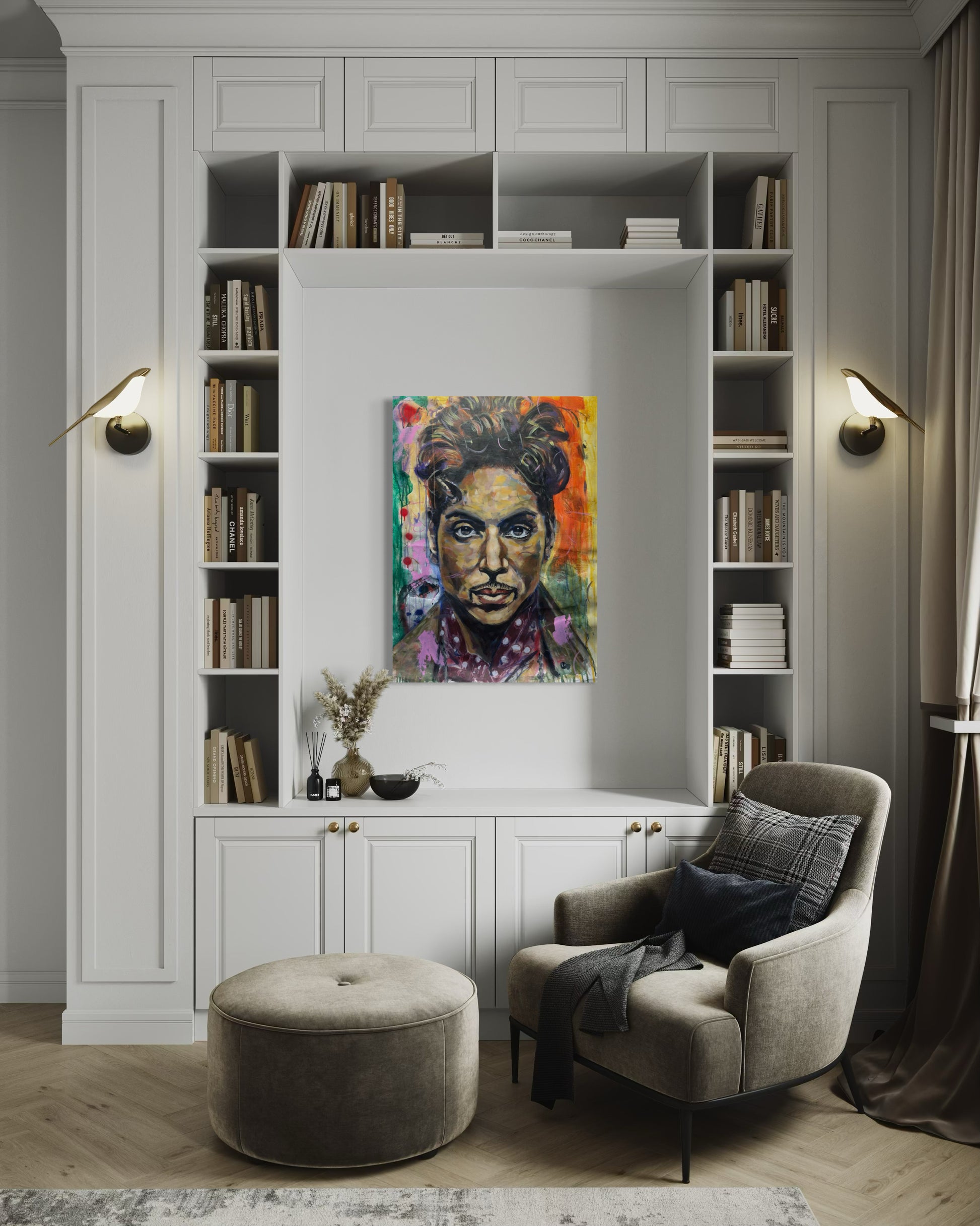 Prince Portrait Original Painting in home library