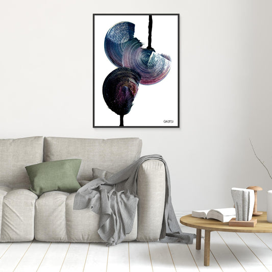 REGENTROPFEN abstract raindrops canvas as focal point above gray sofa