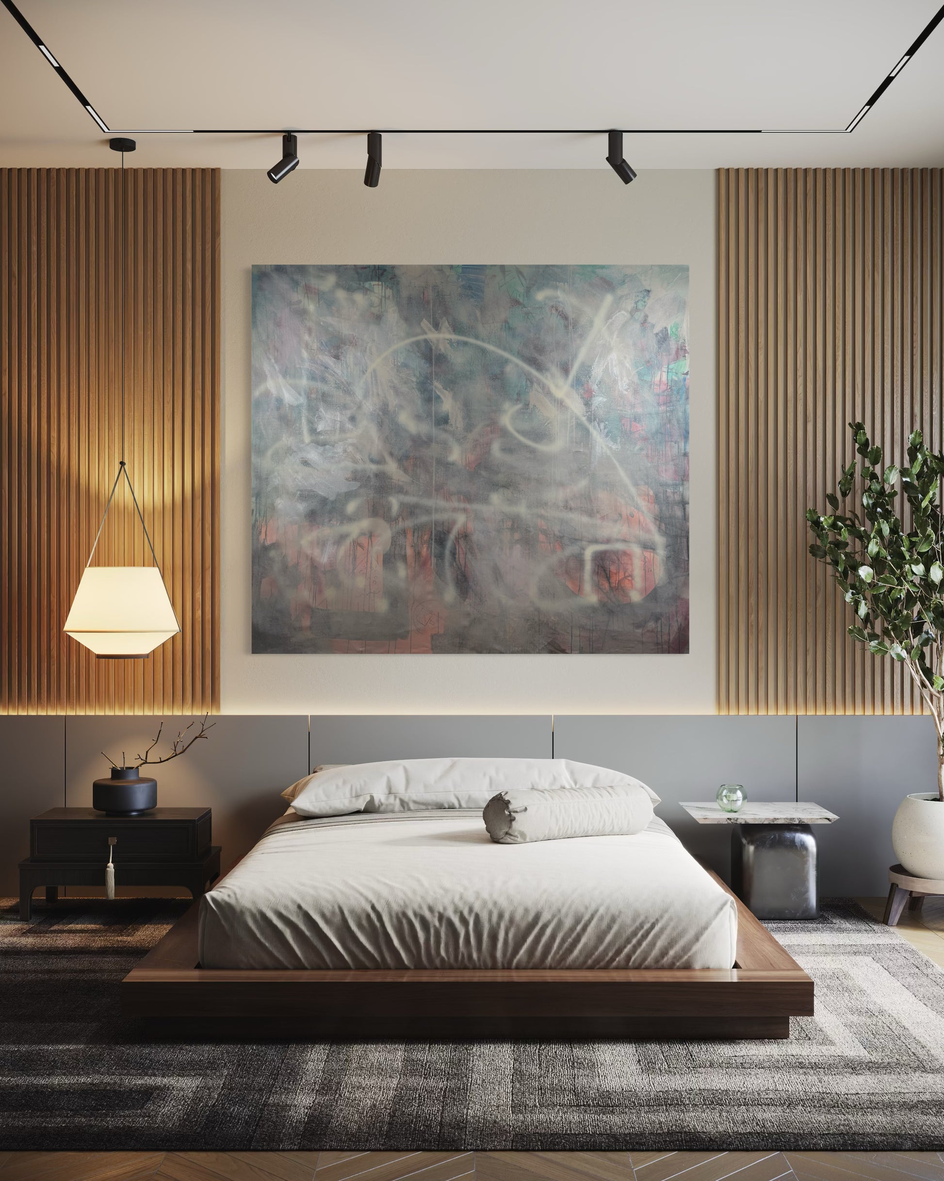 Relaxing Calming Abstract Original Painting in master bed room