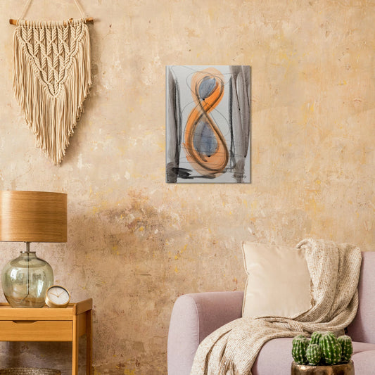 SHINY SUN Canvas print above modern sofa in bright living room - radiant sun-inspired wall art