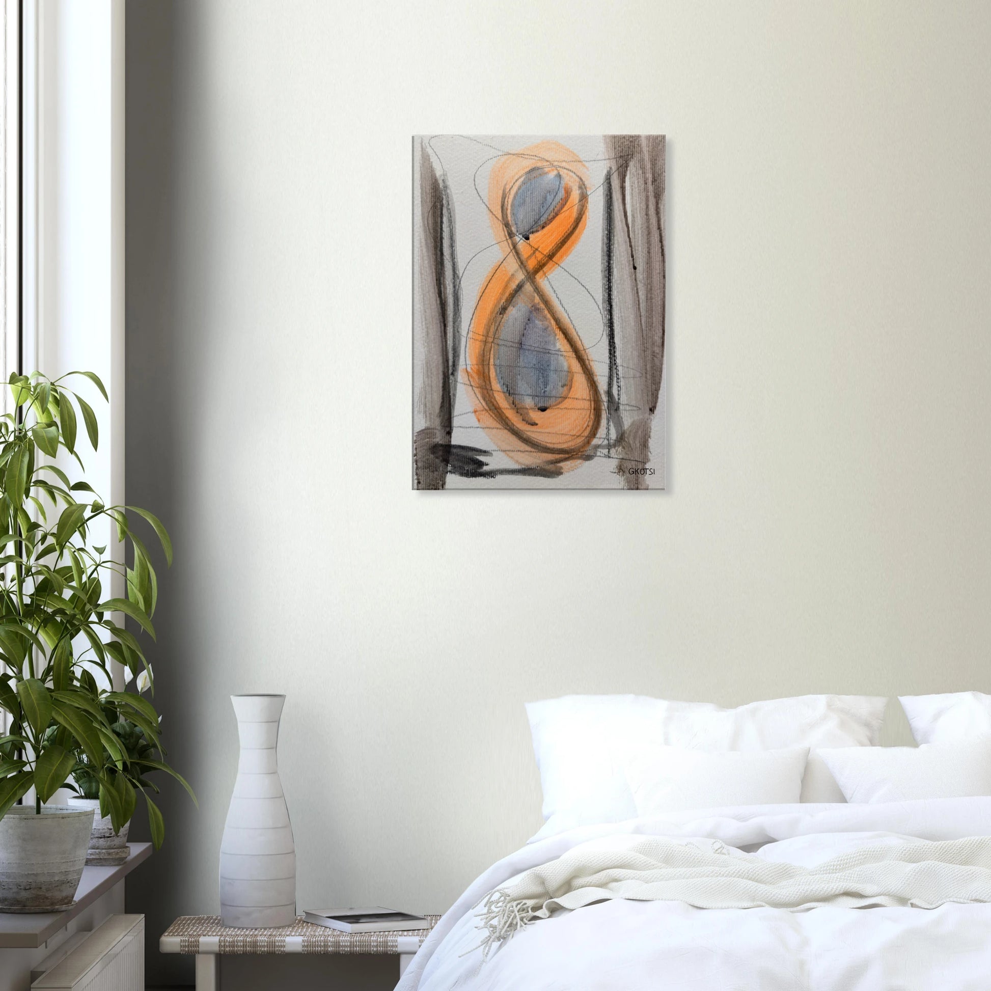 SHINY SUN Canvas print in modern bedroom with furniture