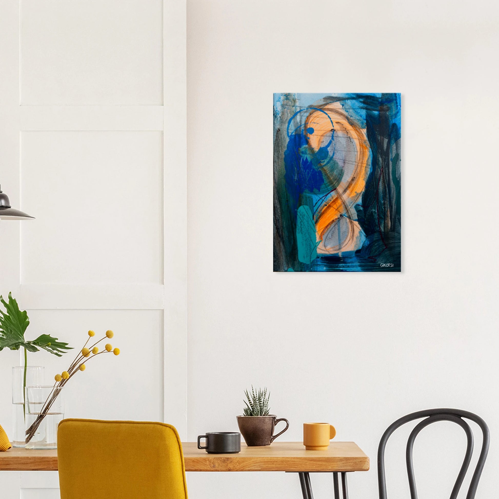 SHINY SUN canvas print above breakfast table in dining area