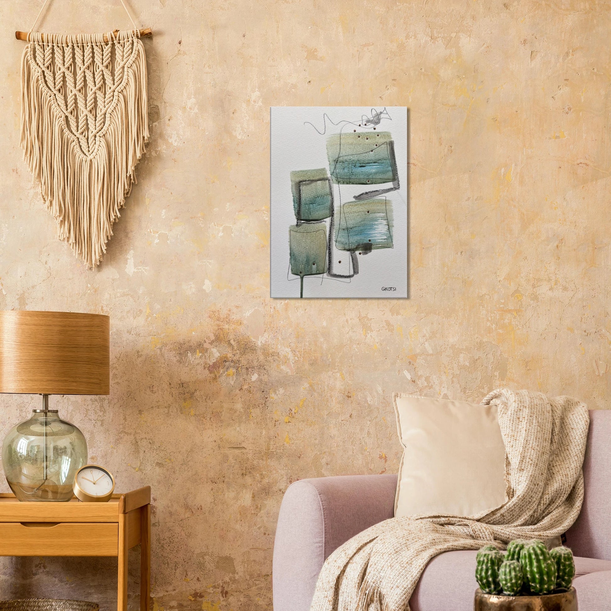STRUCTURALLY Canvas print above modern sofa