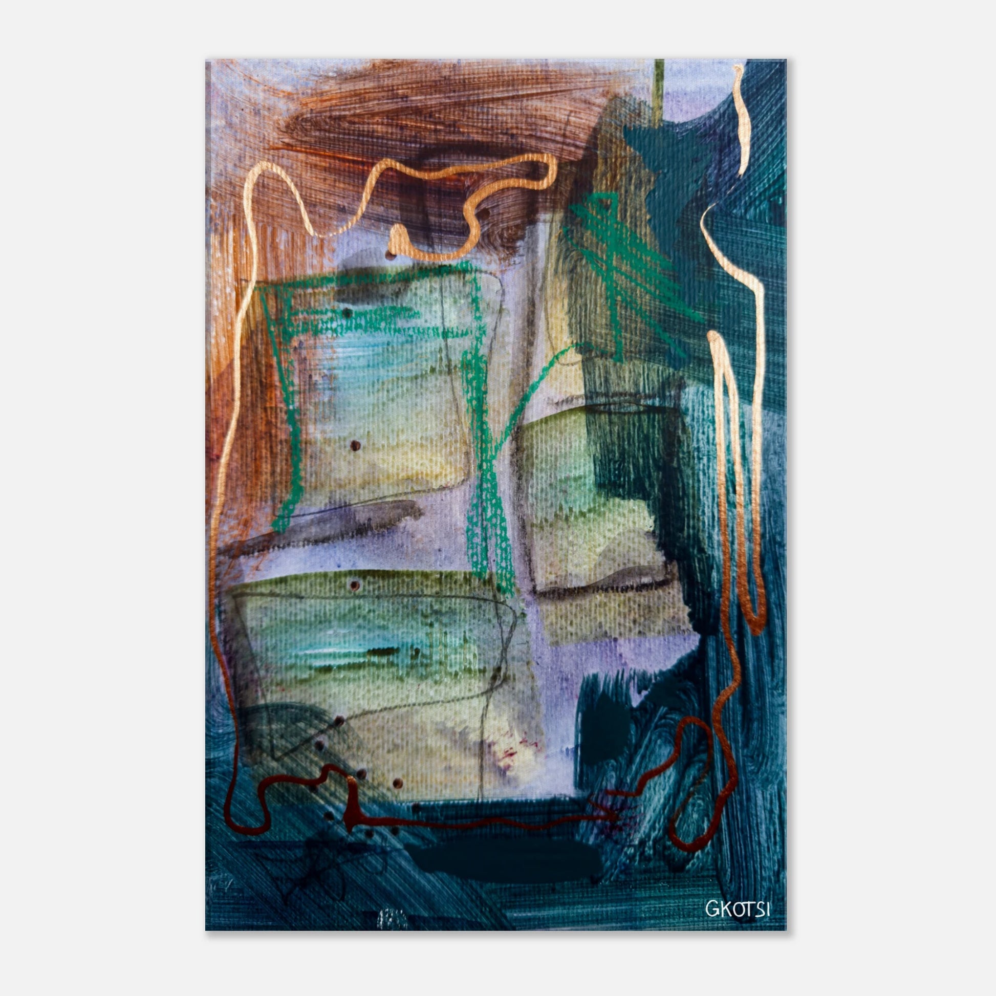STRUCTURALLY canvas print on white wall highlighting bold geometric forms