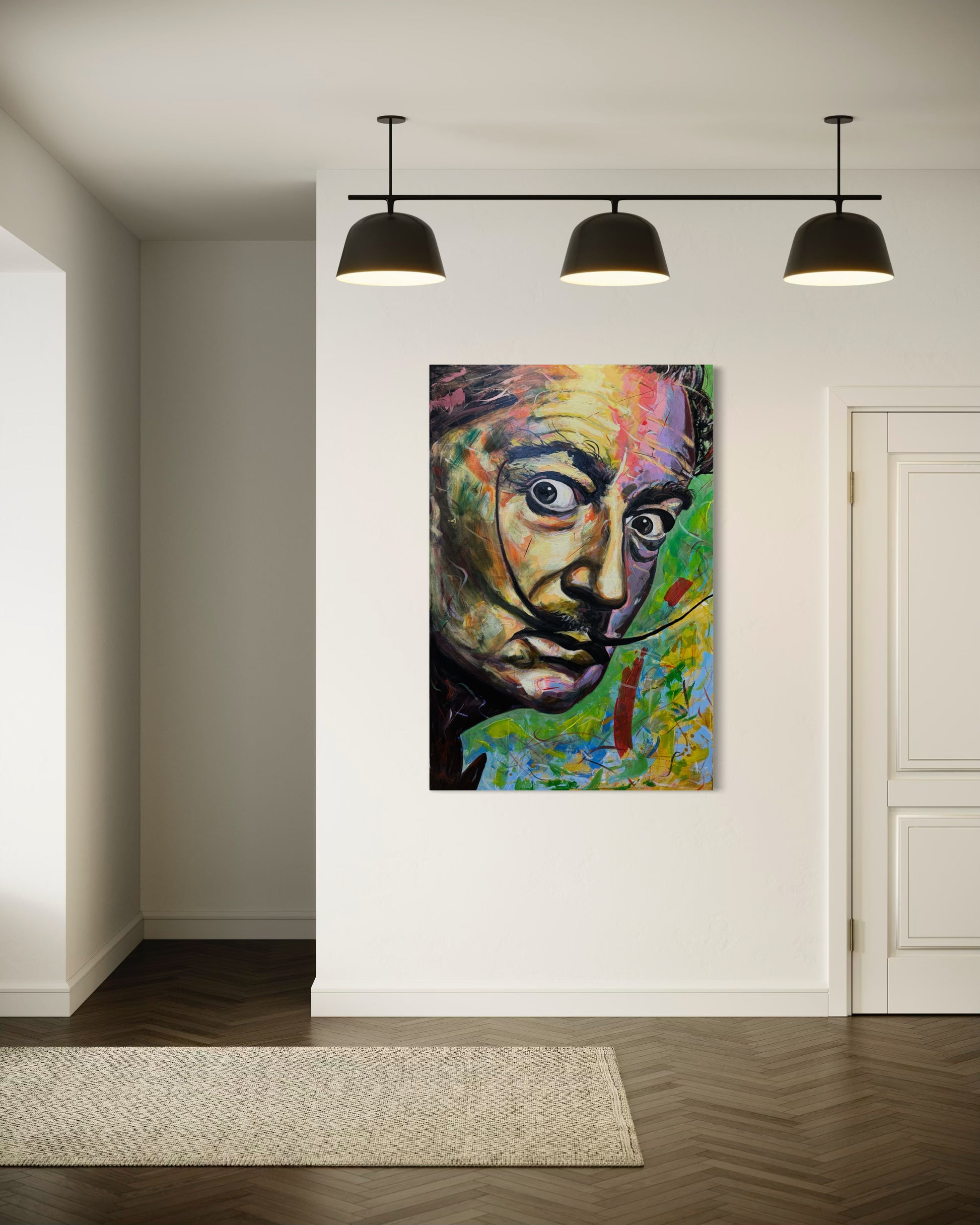 Salvador Dali Portrait Original Painting in the hallway