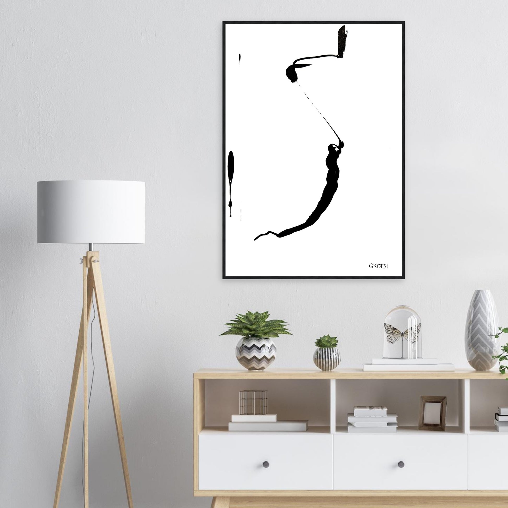 YOU ARE poster print above dresser in room interior
