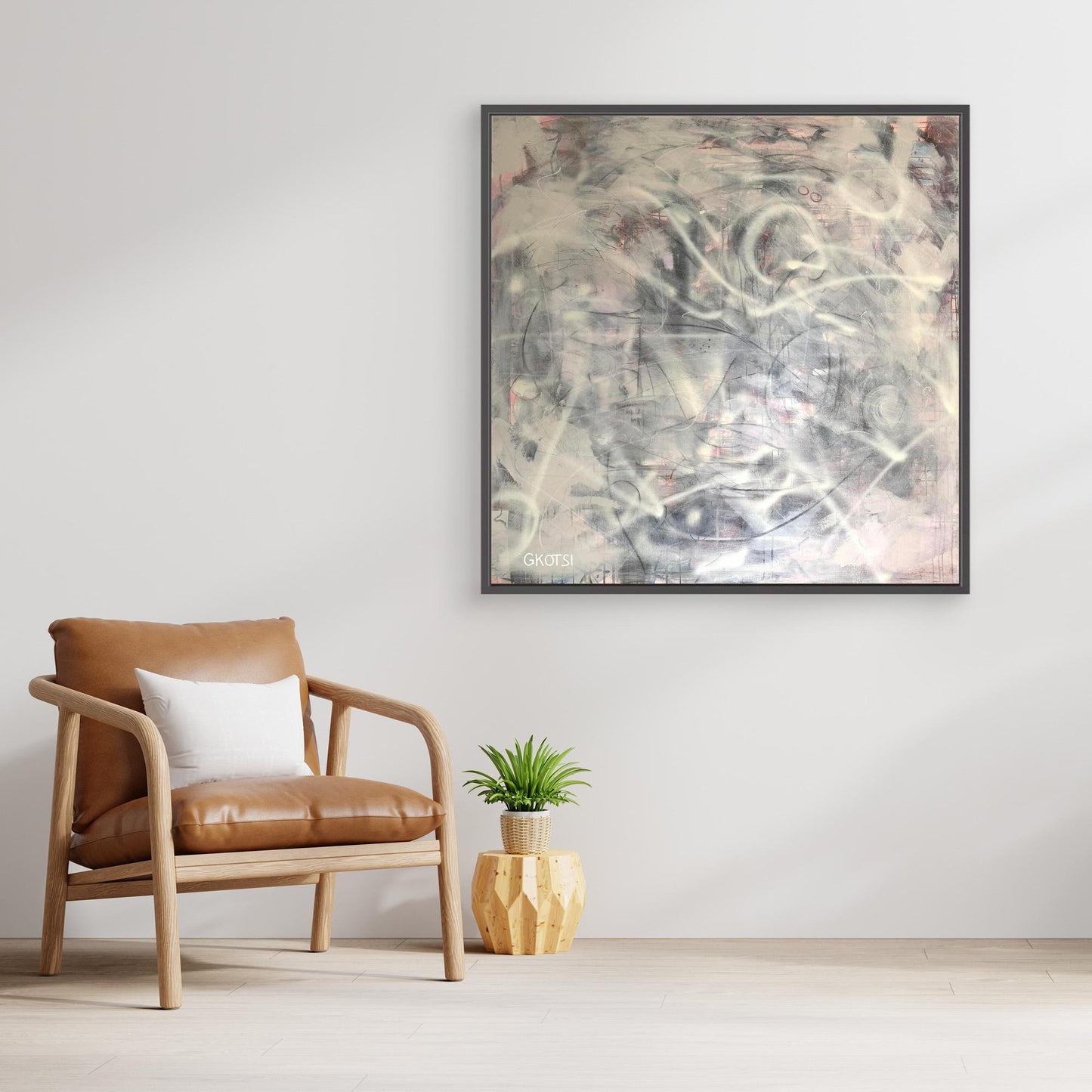 CONNECT Print next to stylish chair and plant - harmonious interior design connection