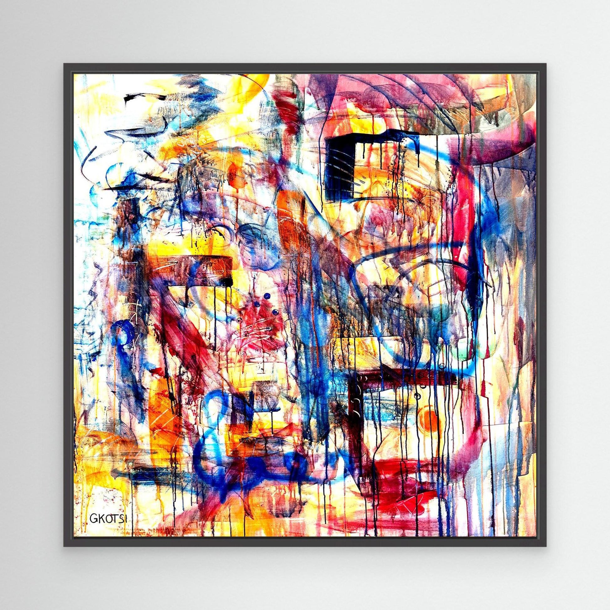 DISTRACTION Print detail view with black frame - quirky abstract art for home