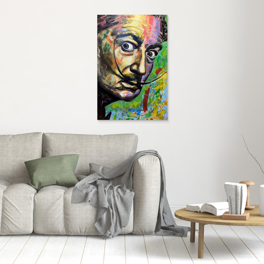 SALVADOR DALI canvas print hanging above gray sofa